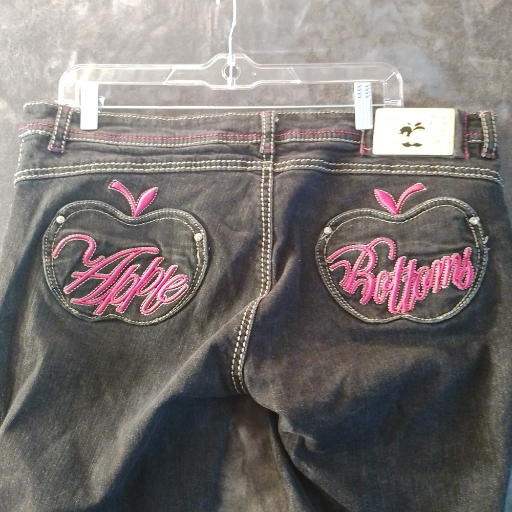 Women's Y2K Apple Bottom Jeans Black & Pink 13/14